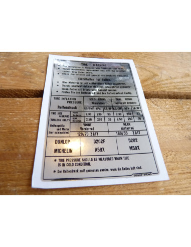 Sticker pression pneu GSXR 750/1100