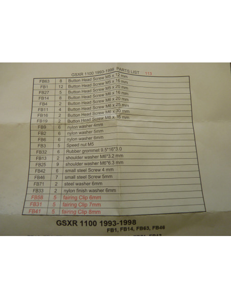 Kit visserie GSXR 750-1100  - 2