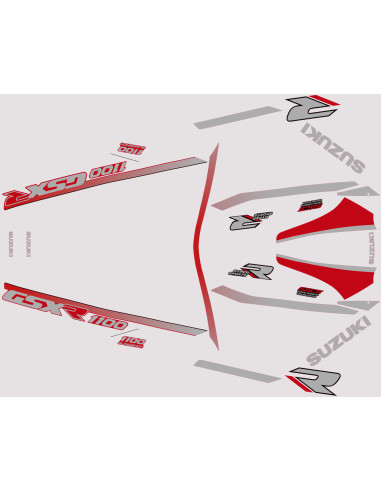 Kit stickers rouge incomplet GSXR 1100 1989  - 1