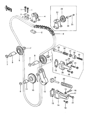 Tendeur Kawasaki KZ 650  - 2